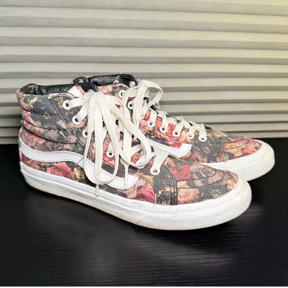 Vans Sk8-Hi Floral Rose Print Canvas High Top Sneakers Women’s Size 7.0 Mens 5.5